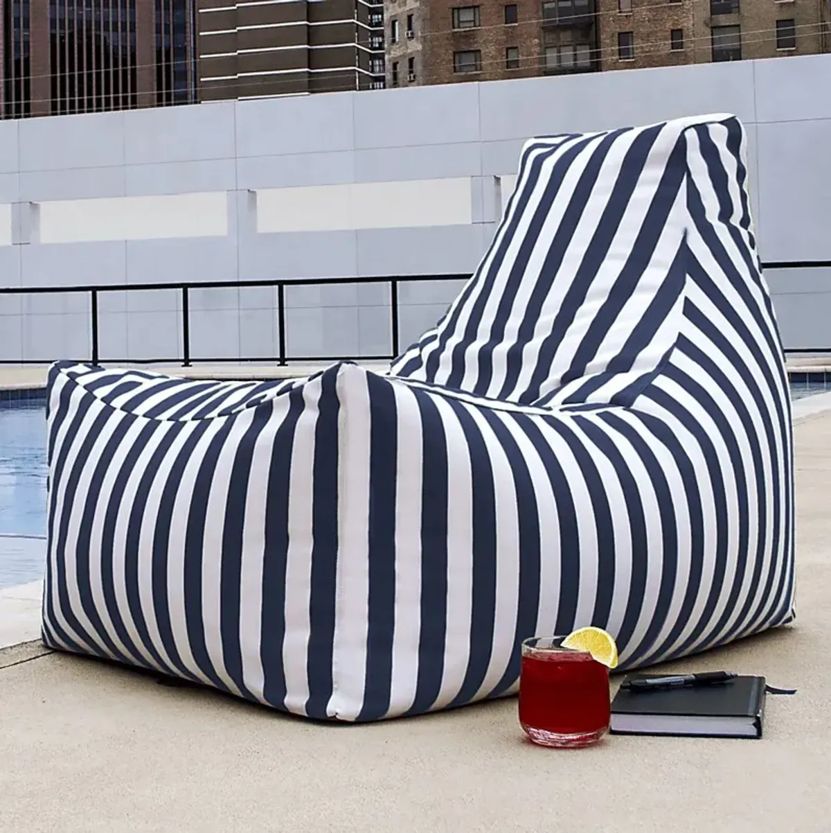 Kids Summerly Navy/White Indoor/Outdoor Bean Bag Chair