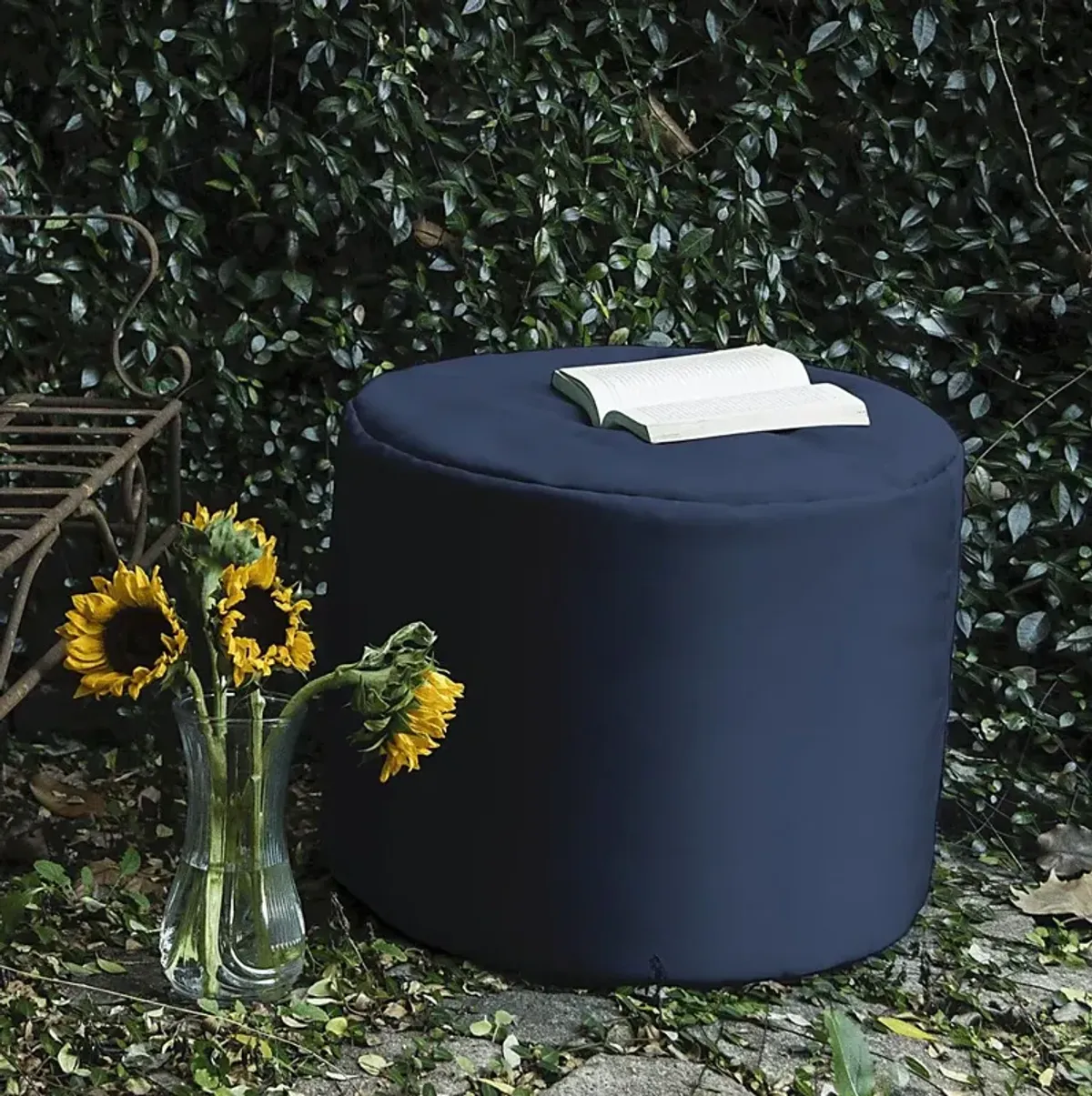 Kids Poppilly Navy Indoor/Outdoor Ottoman