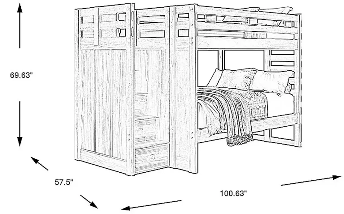 Kids Creekside 2.0 Charcoal Full/Full Step Bunk Bed