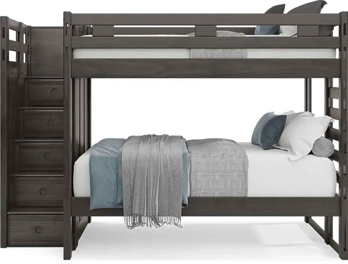 Kids Creekside 2.0 Charcoal Full/Full Step Bunk Bed