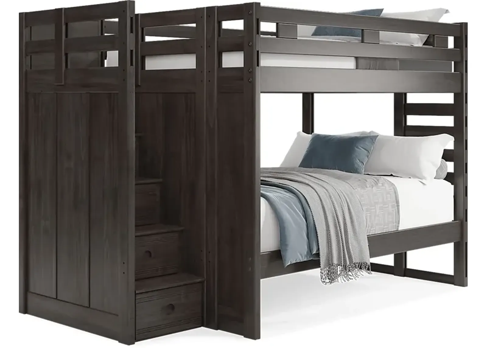 Kids Creekside 2.0 Charcoal Full/Full Step Bunk Bed