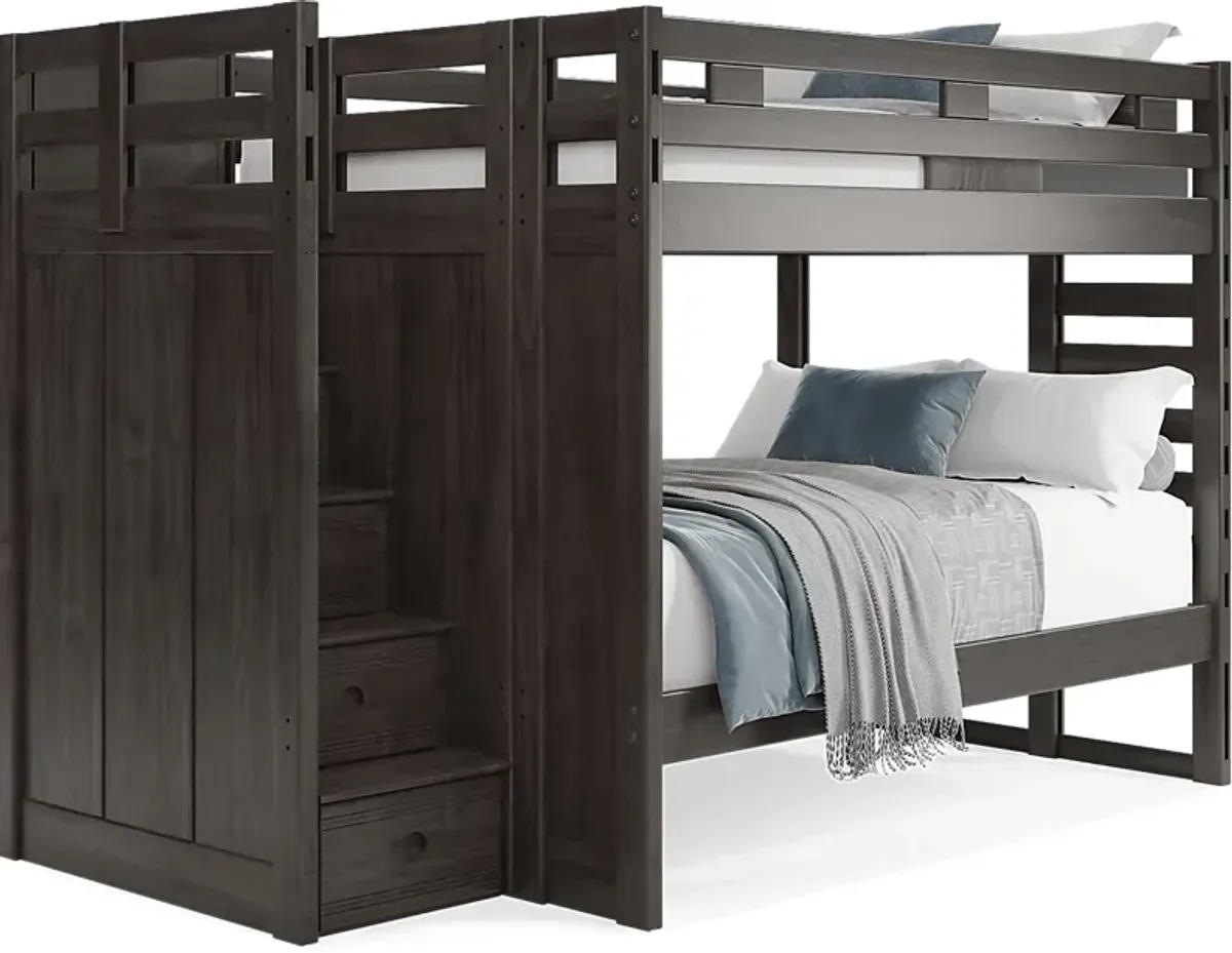 Kids Creekside 2.0 Charcoal Full/Full Step Bunk Bed