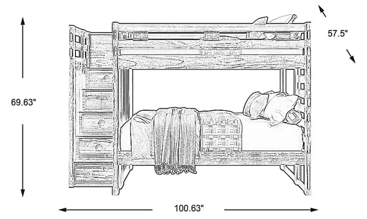 Kids Creekside 2.0 Chestnut Full/Full Step Bunk Bed