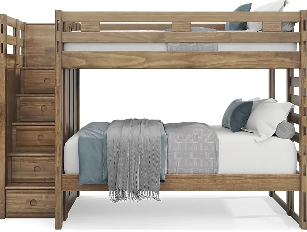 Kids Creekside 2.0 Chestnut Full/Full Step Bunk Bed