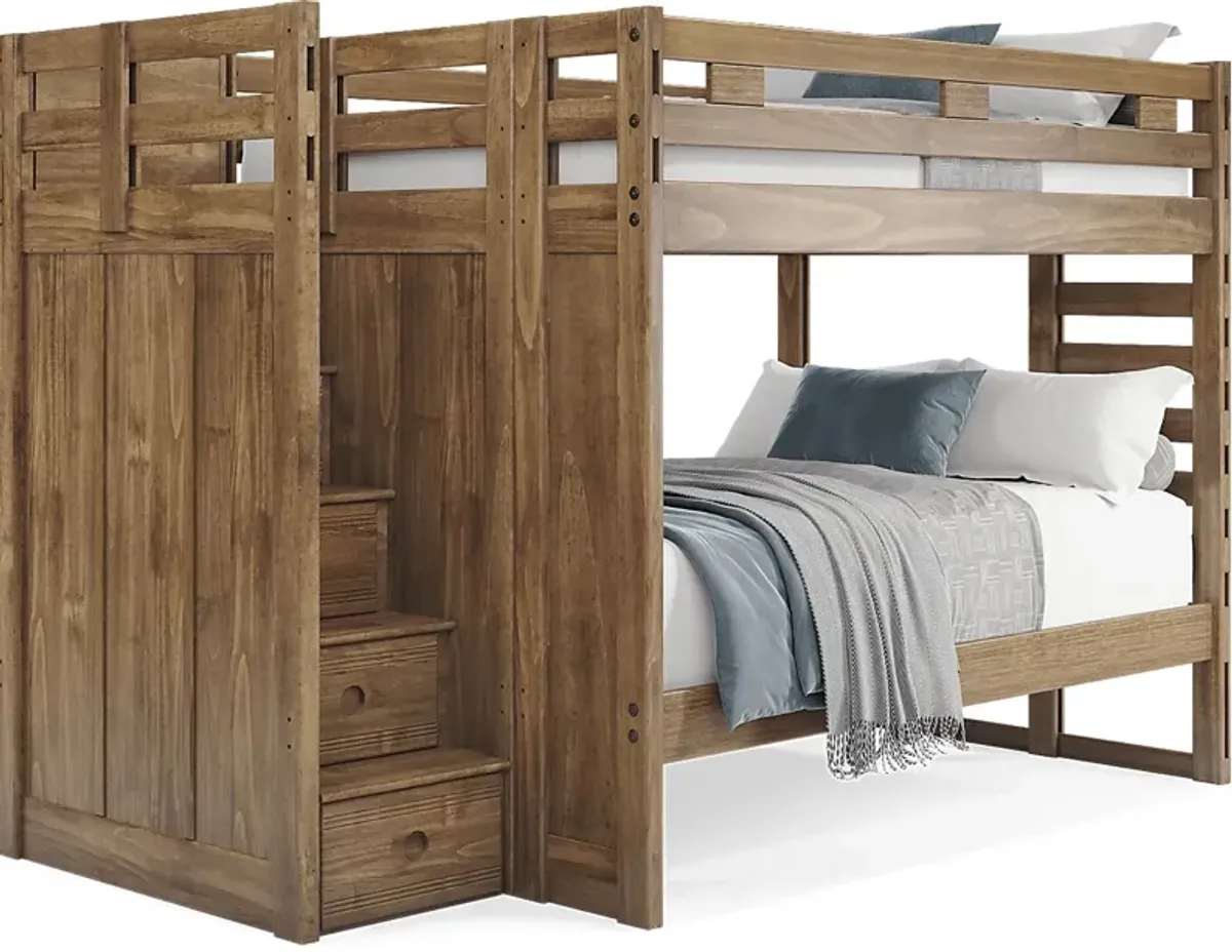 Kids Creekside 2.0 Chestnut Full/Full Step Bunk Bed