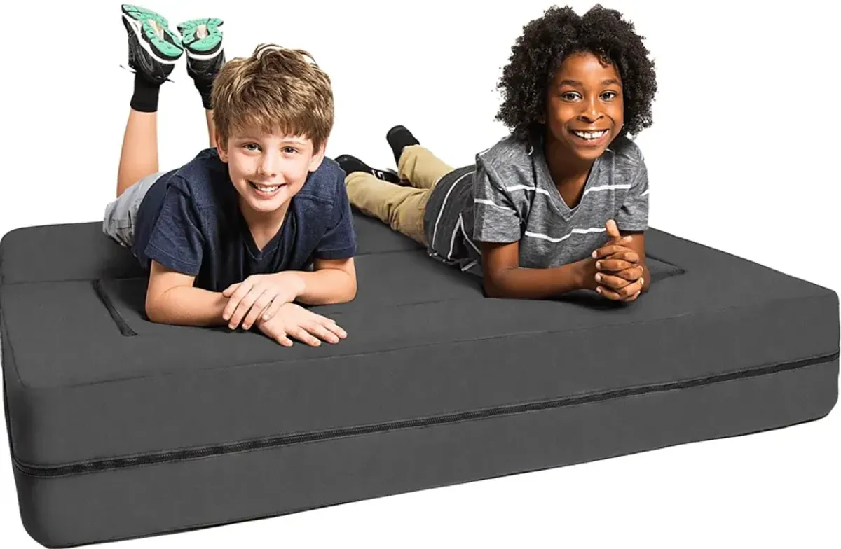 Kids Cubex Gray Convertible Sofa and Ottoman