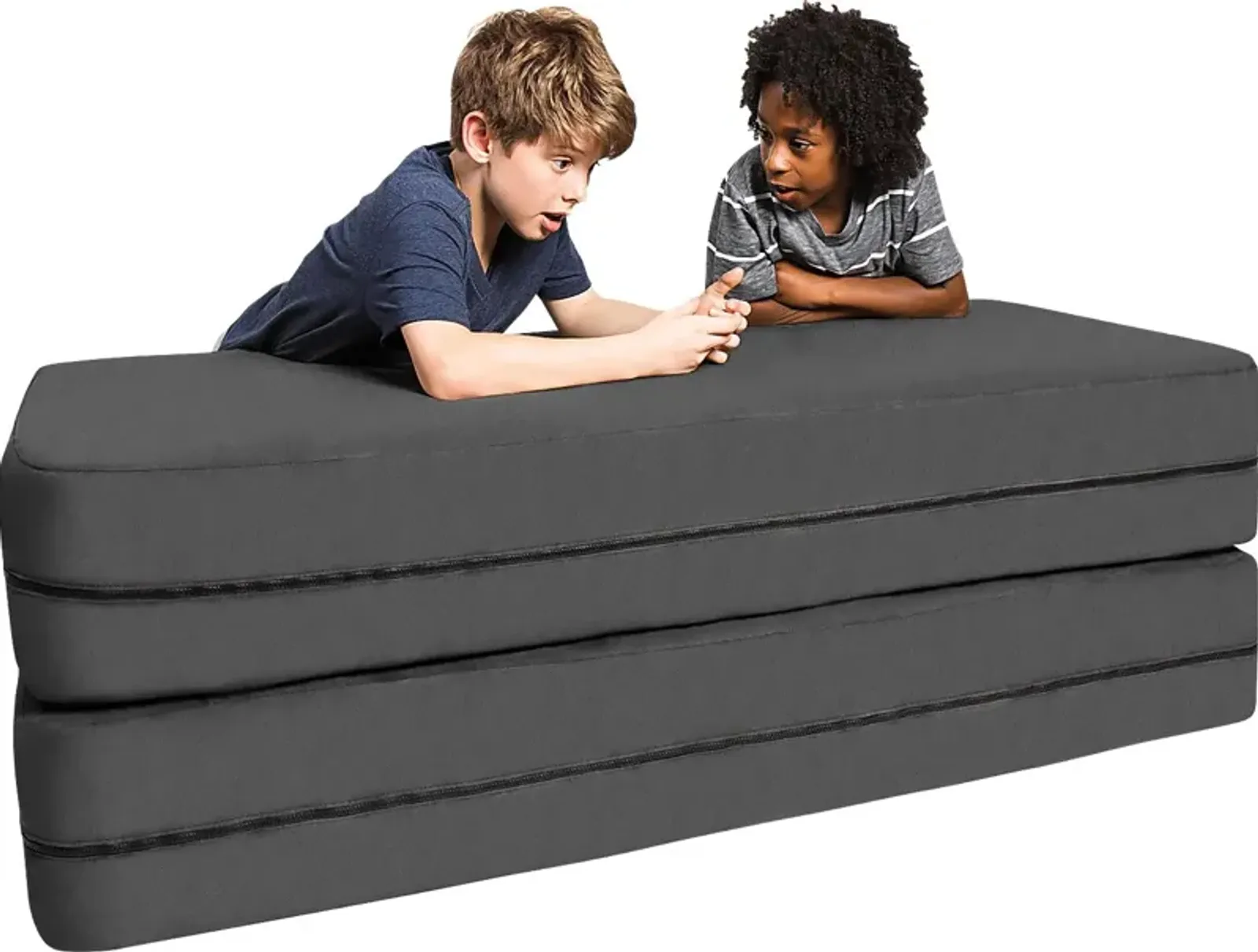 Kids Cubex Gray Convertible Sofa and Ottoman