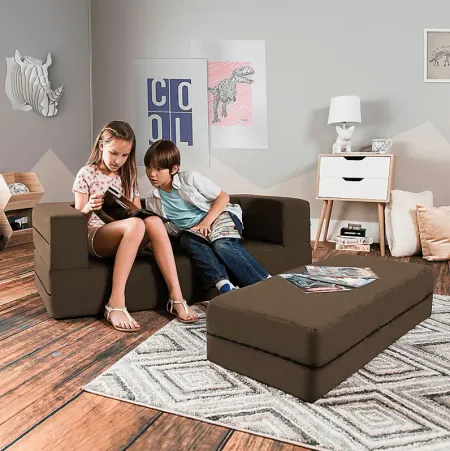 Kids Cubex Brown Convertible Sofa and Ottoman