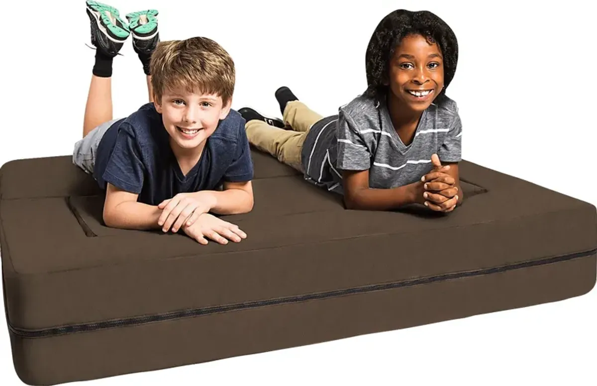 Kids Cubex Brown Convertible Sofa and Ottoman