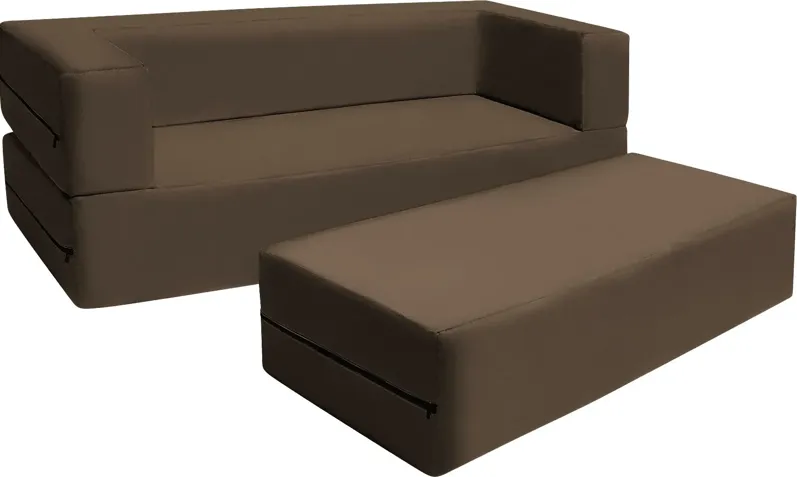 Kids Cubex Brown Convertible Sofa and Ottoman