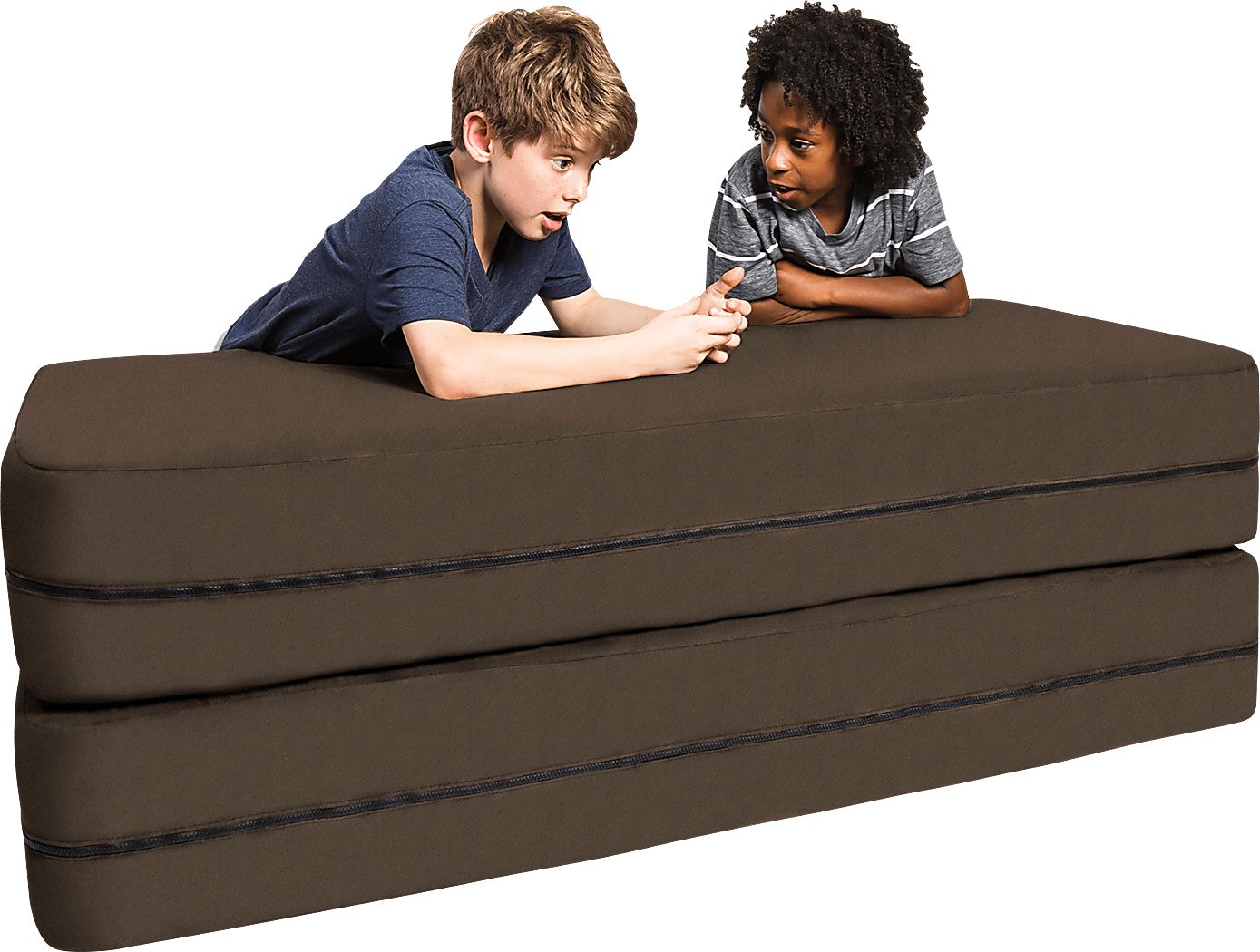 Kids Cubex Brown Convertible Sofa and Ottoman