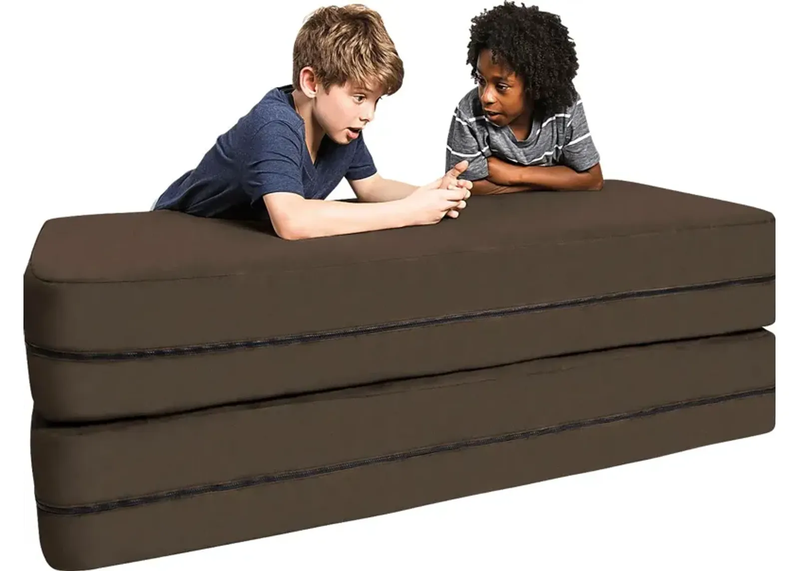 Kids Cubex Brown Convertible Sofa and Ottoman