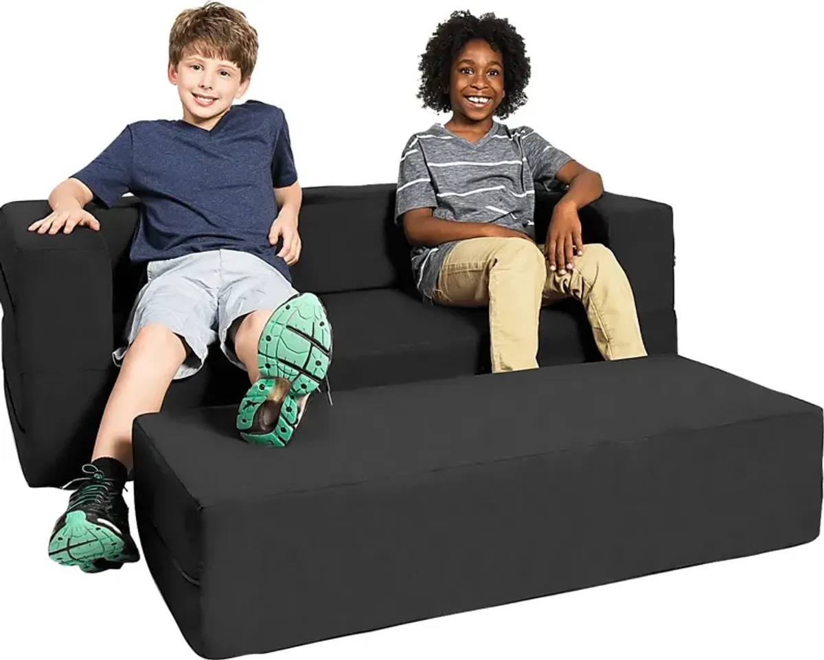 Kids Cubex Black Convertible Sofa and Ottoman