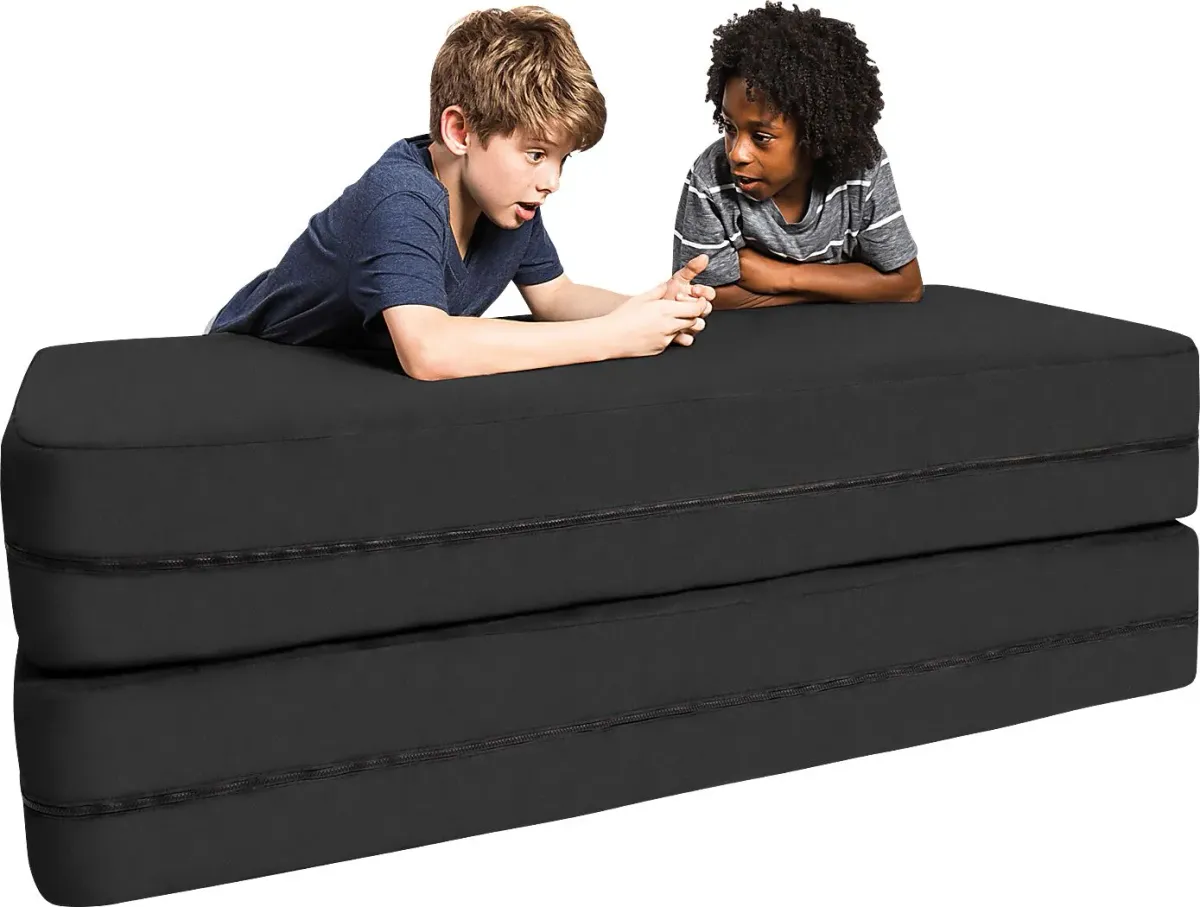 Kids Cubex Black Convertible Sofa and Ottoman