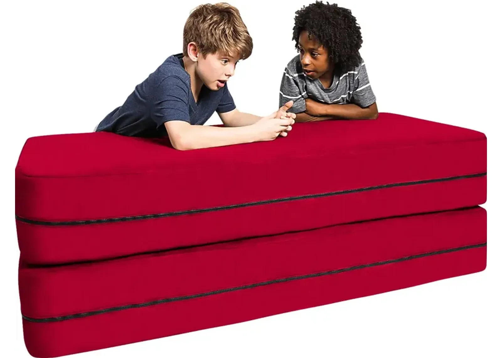 Kids Cubex Red Convertible Sofa and Ottoman