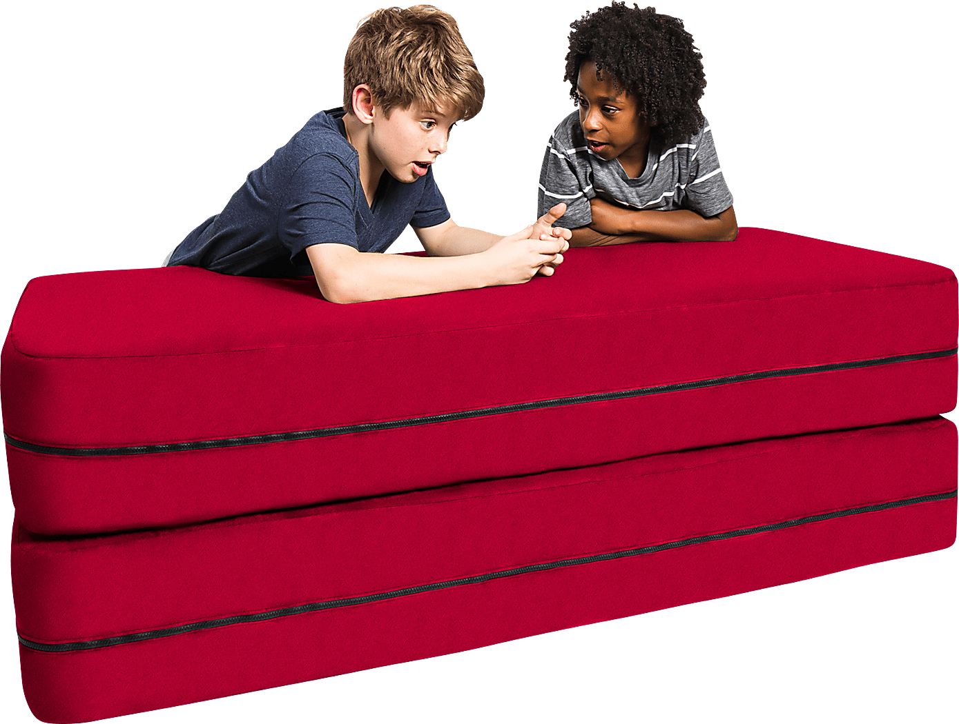 Kids Cubex Red Convertible Sofa and Ottoman