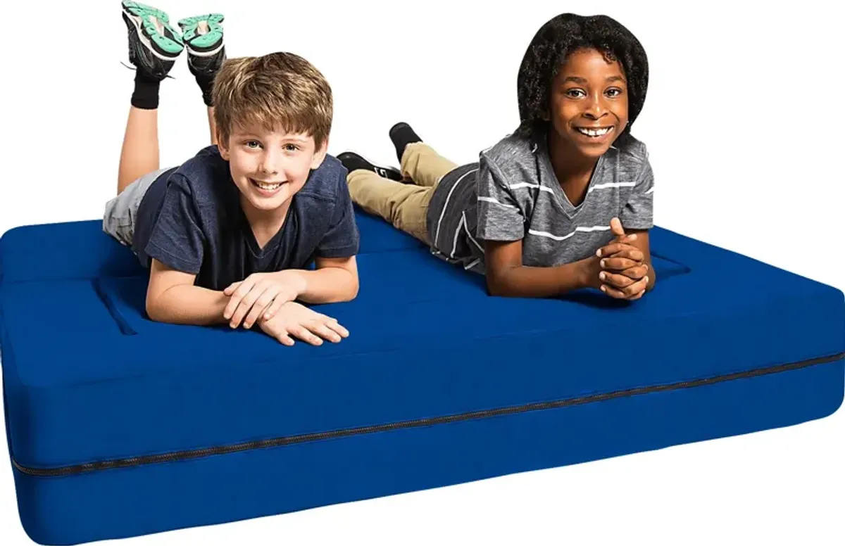 Kids Cubex Blue Convertible Sofa and Ottoman