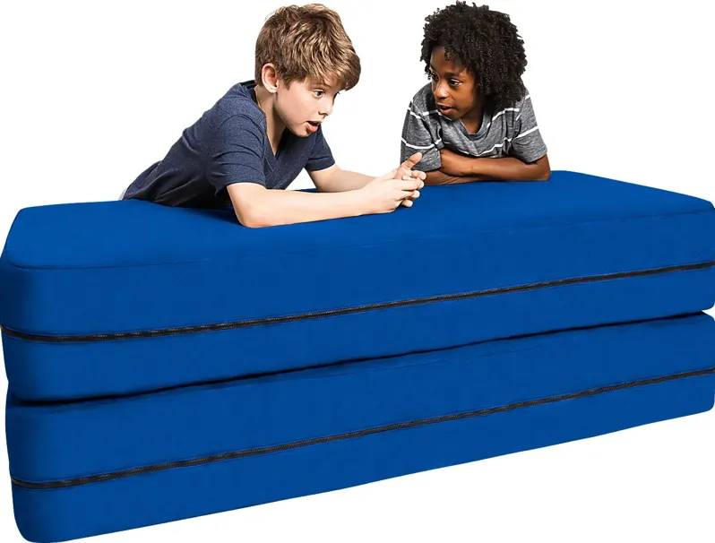 Kids Cubex Blue Convertible Sofa and Ottoman