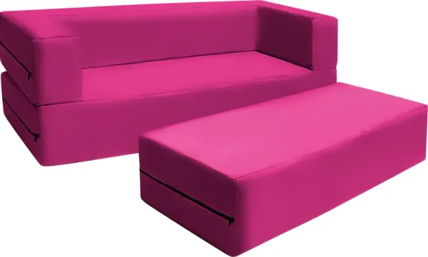 Kids Cubex Pink Convertible Sofa and Ottoman