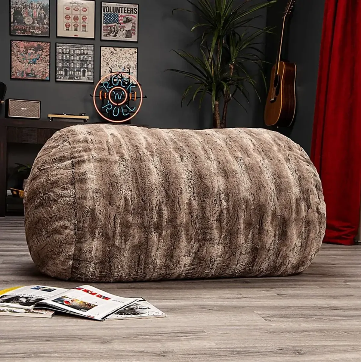 Kids Winter Dream Brown Faux Fur Small Bean Bag