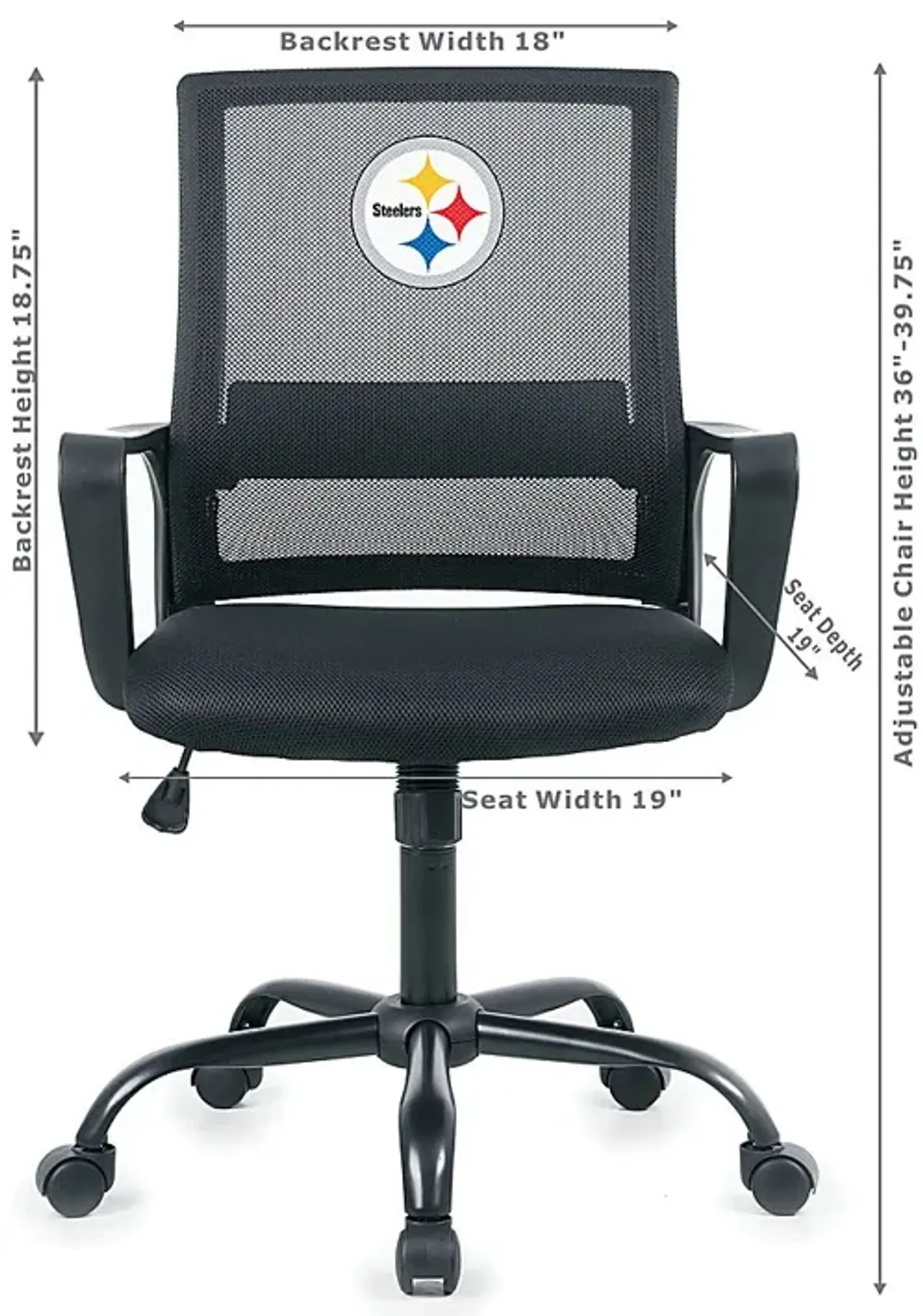 Tough Match NFL Pittsburgh Steelers Black Desk Chair