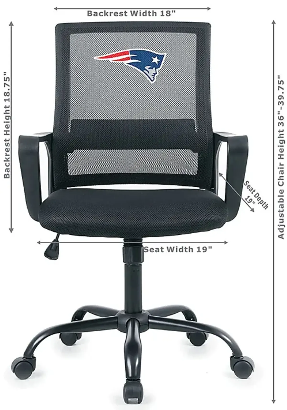 Tough Match NFL New England Patriots Black Desk Chair