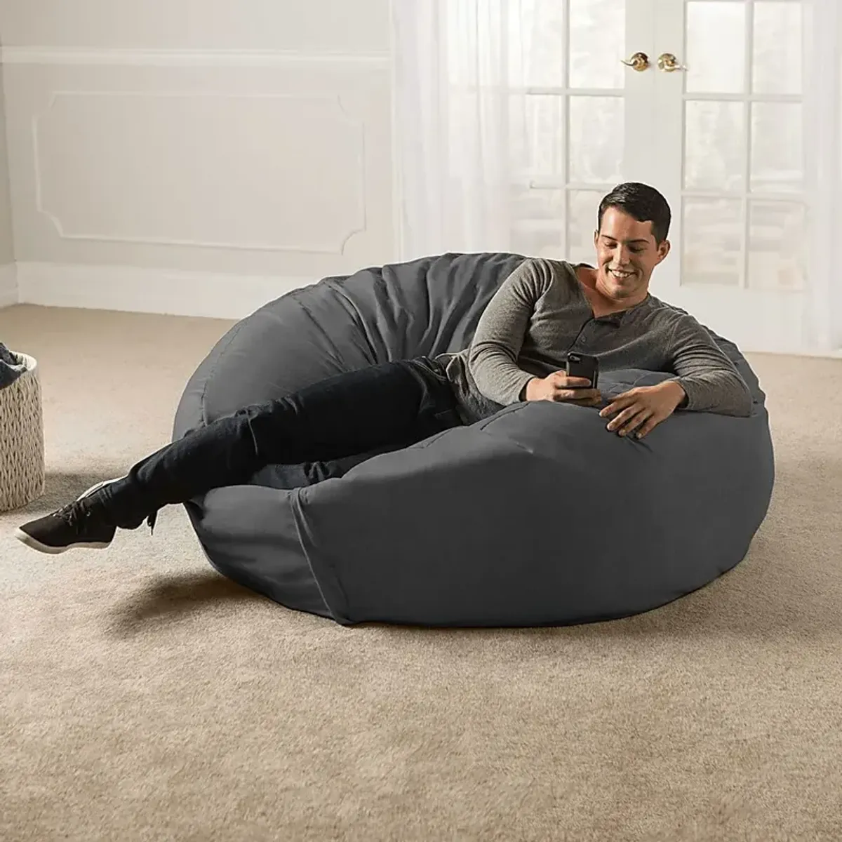 Kids Marshmellow Gray Large Bean Bag Chair