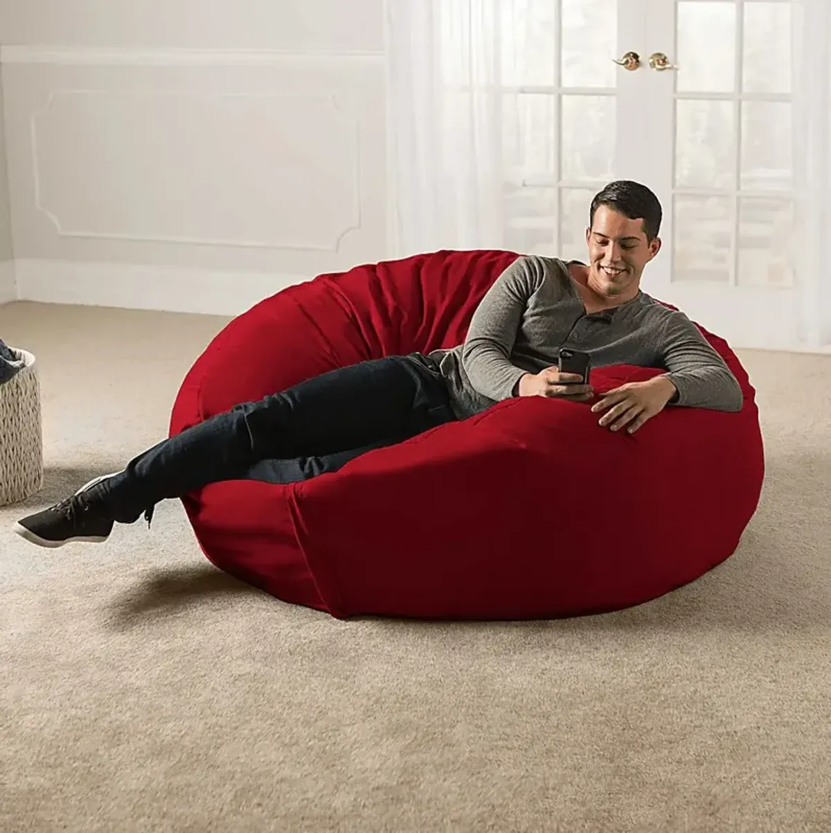 Kids Marshmellow Red Large Bean Bag Chair