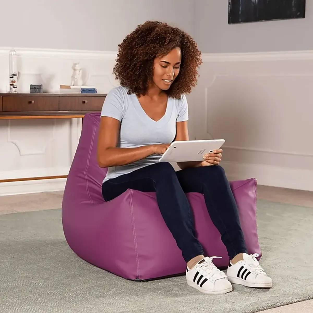 Kids Wilfy Purple Large Bean Bag Chair