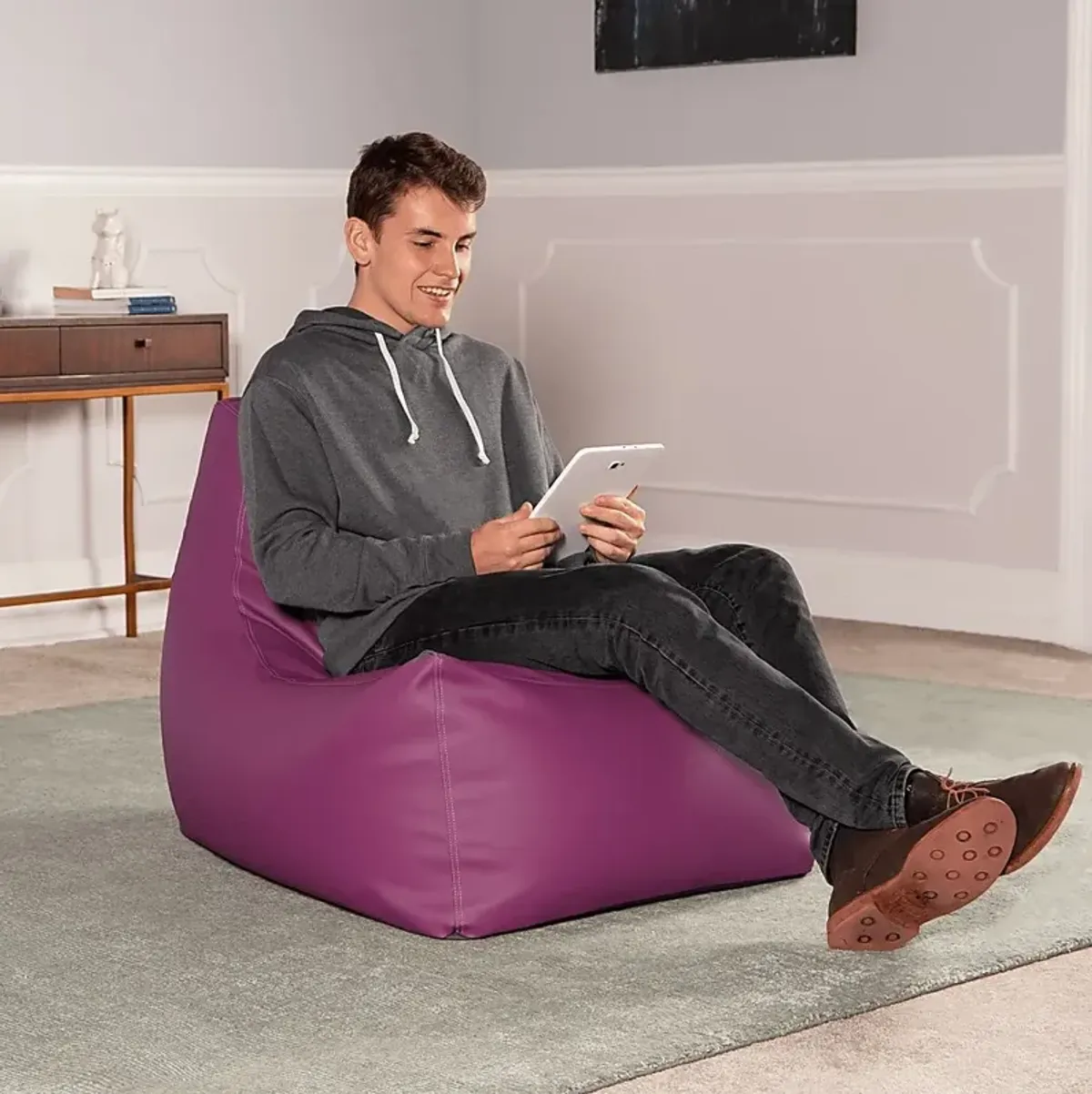 Kids Wilfy Purple Large Bean Bag Chair