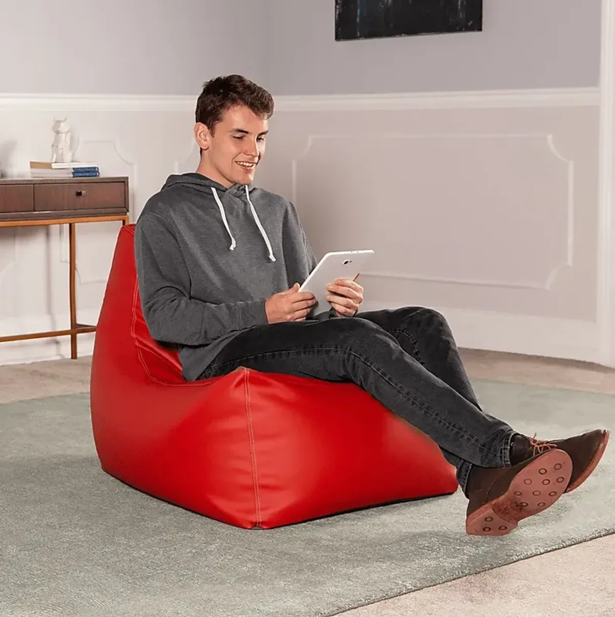 Kids Wilfy Red Large Bean Bag Chair