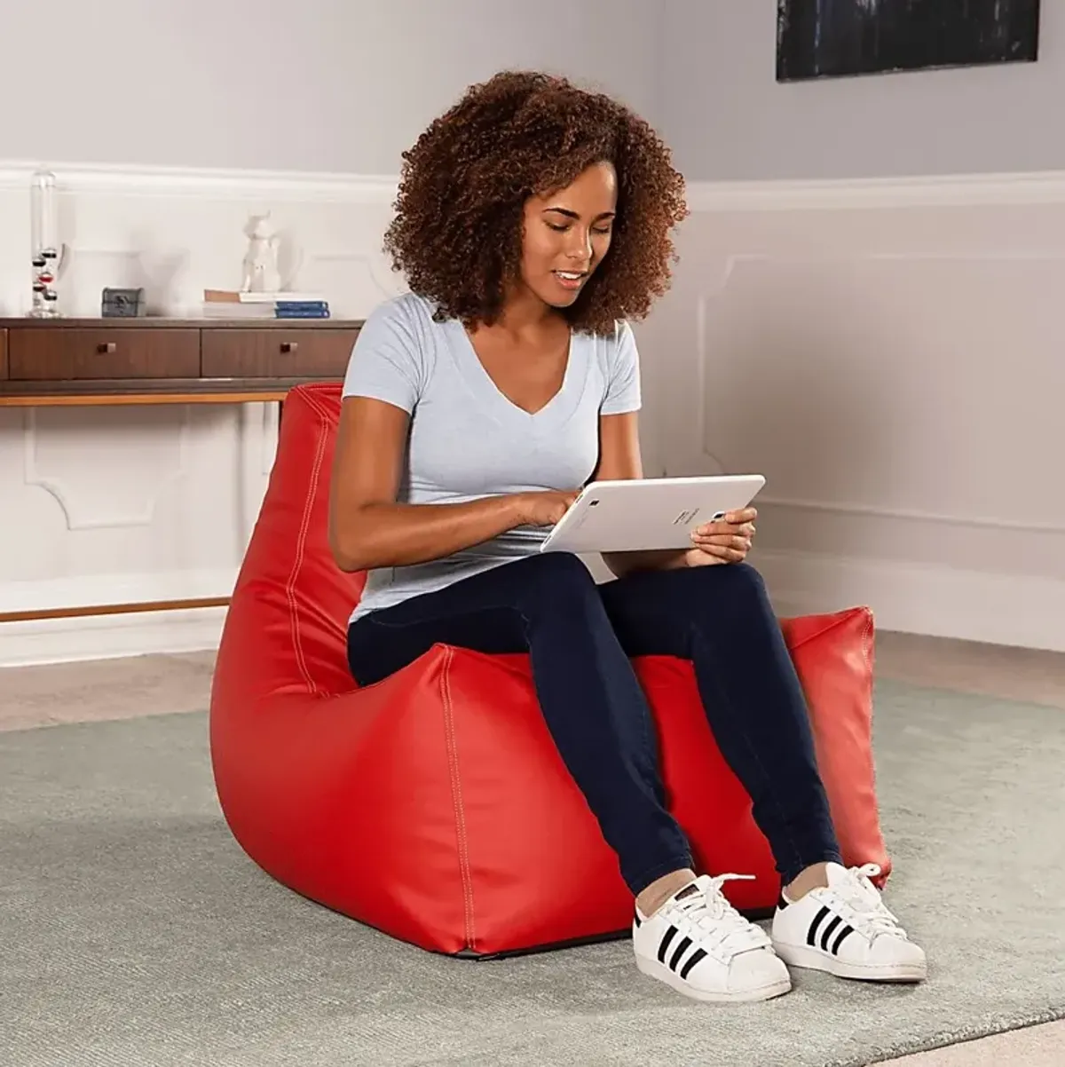 Kids Wilfy Red Large Bean Bag Chair