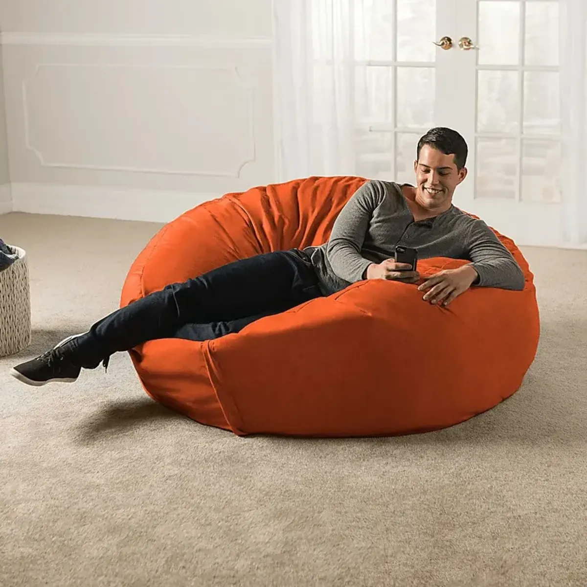 Kids Marshmellow Orange Large Bean Bag Chair