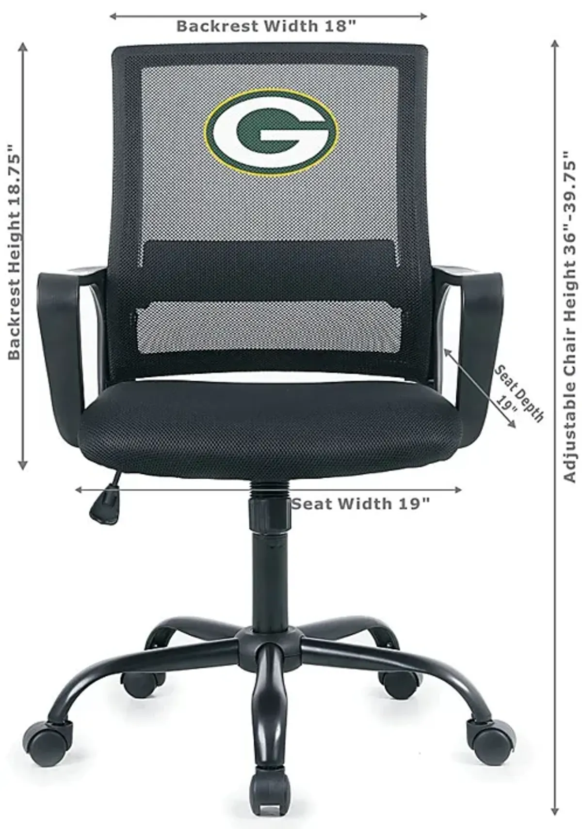 Tough Match NFL Green Bay Packers Black Desk Chair