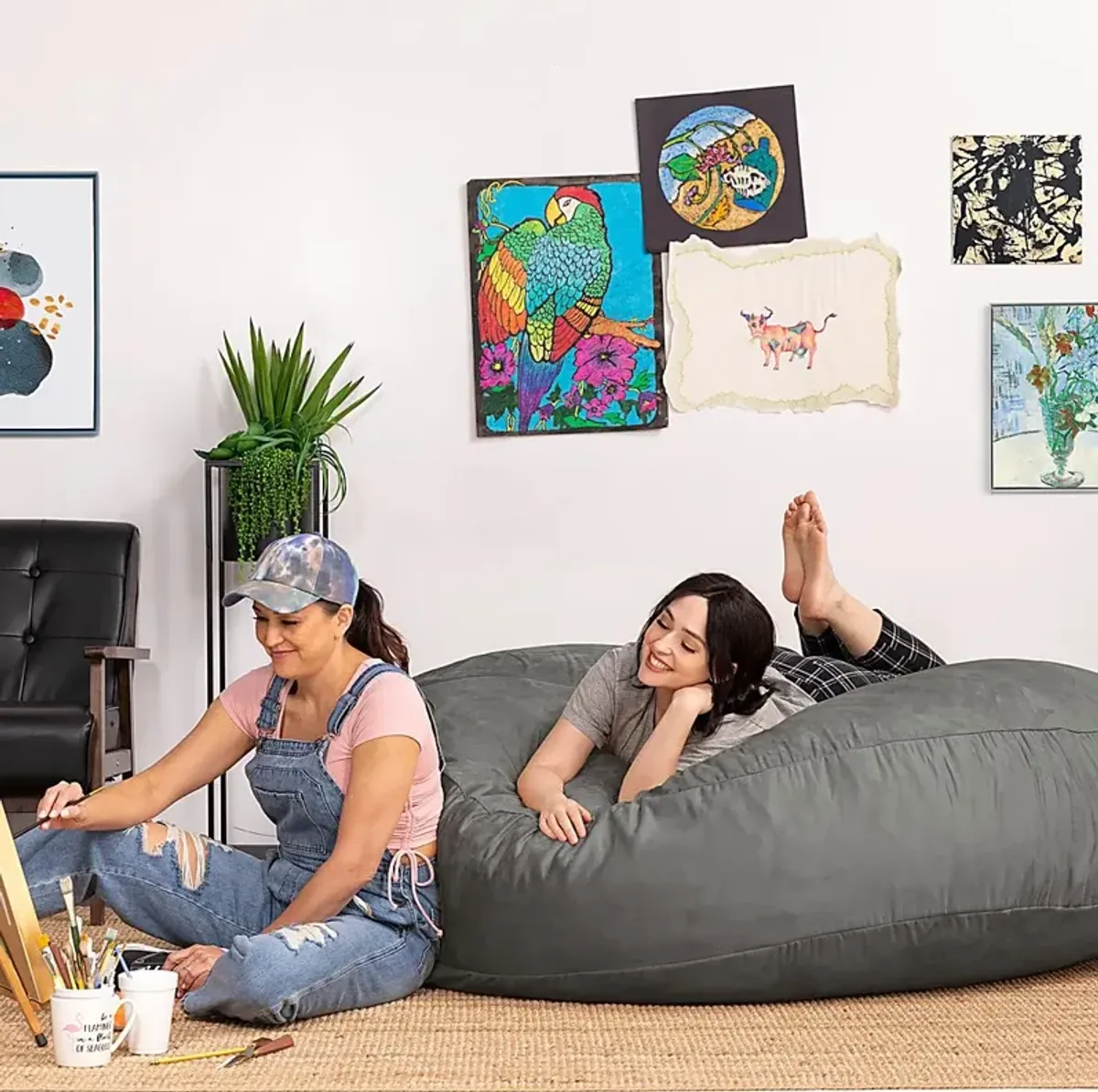 Lazy Dayz Gray Bean Bag Chair