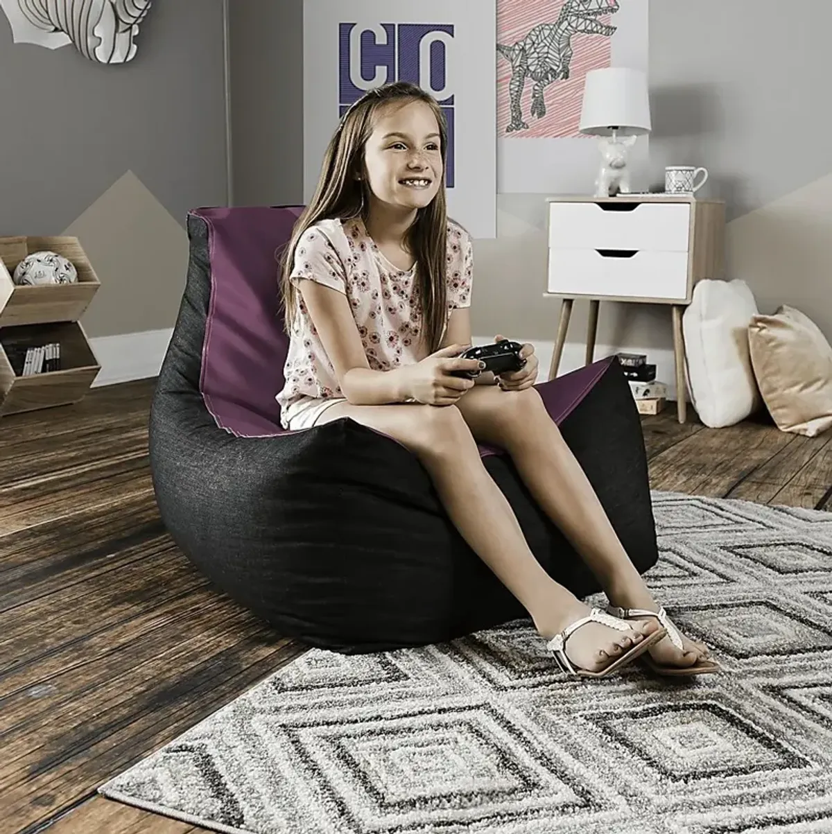 Kids Azani Purple Gaming Bean Bag Chair