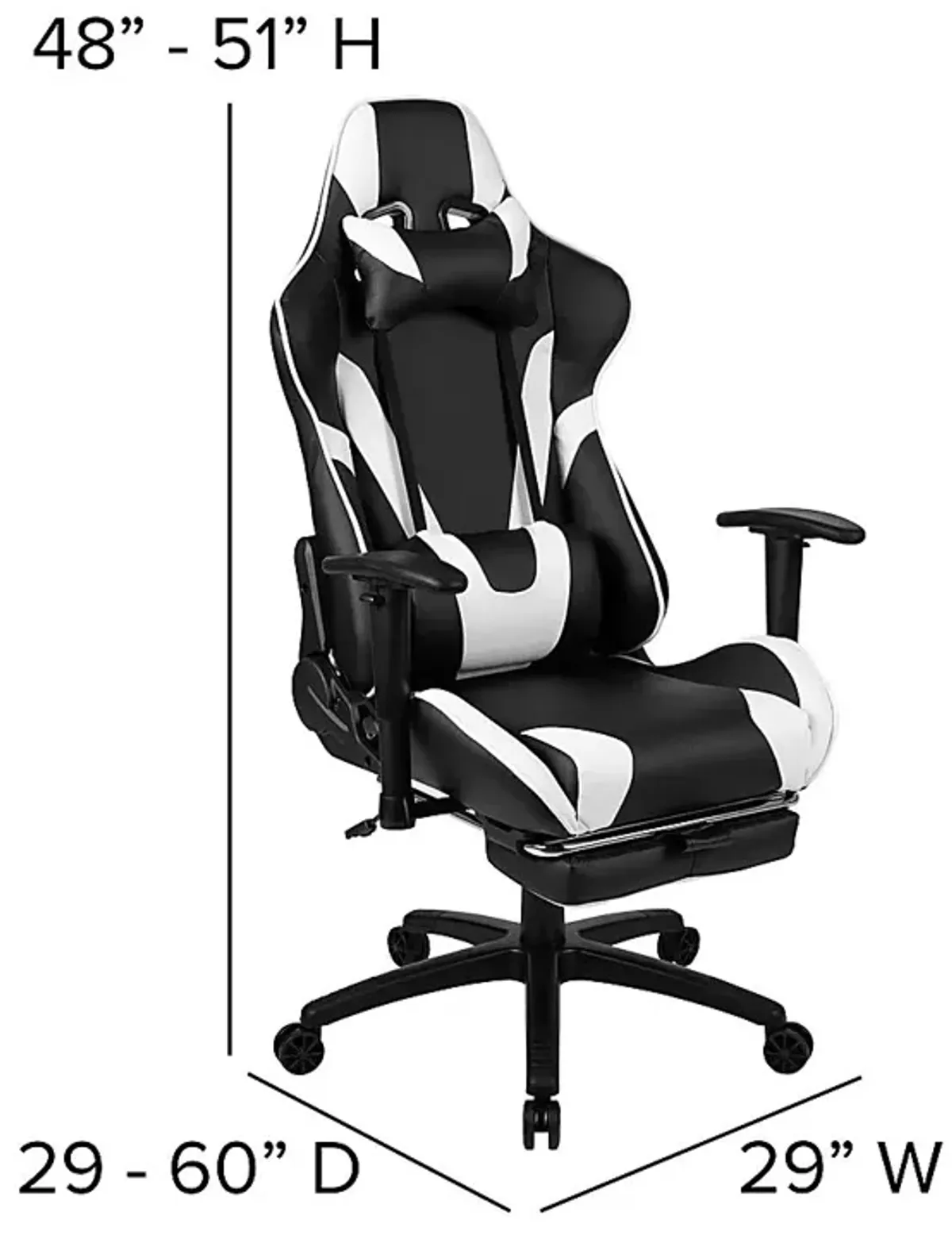 Trexxe White Ergonomic PC Gaming Chair with Footrest