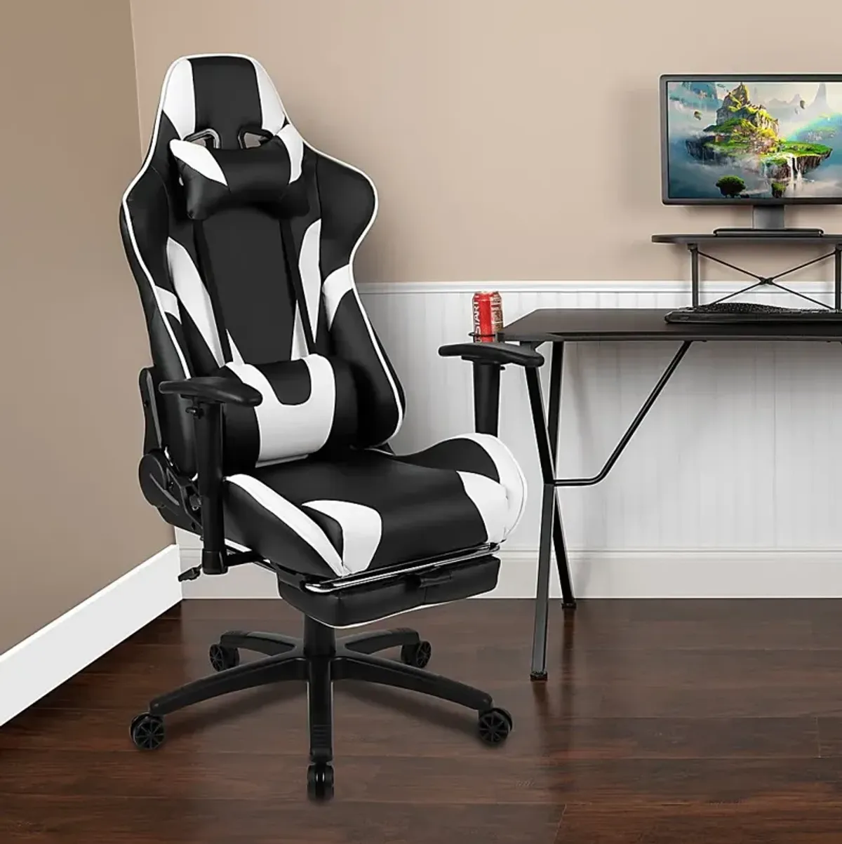 Trexxe White Ergonomic PC Gaming Chair with Footrest