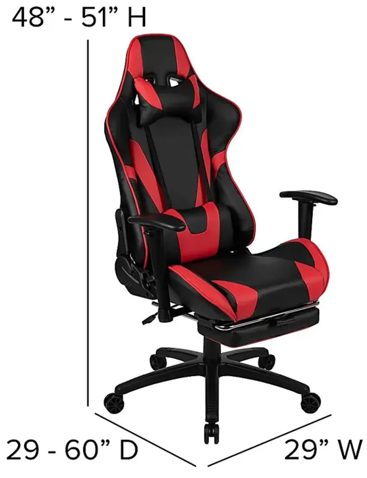 Trexxe Red Ergonomic PC Gaming Chair with Footrest