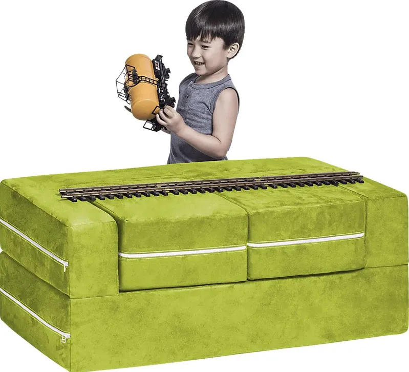 Kids Cubblie Green Convertible Loveseat and Ottoman