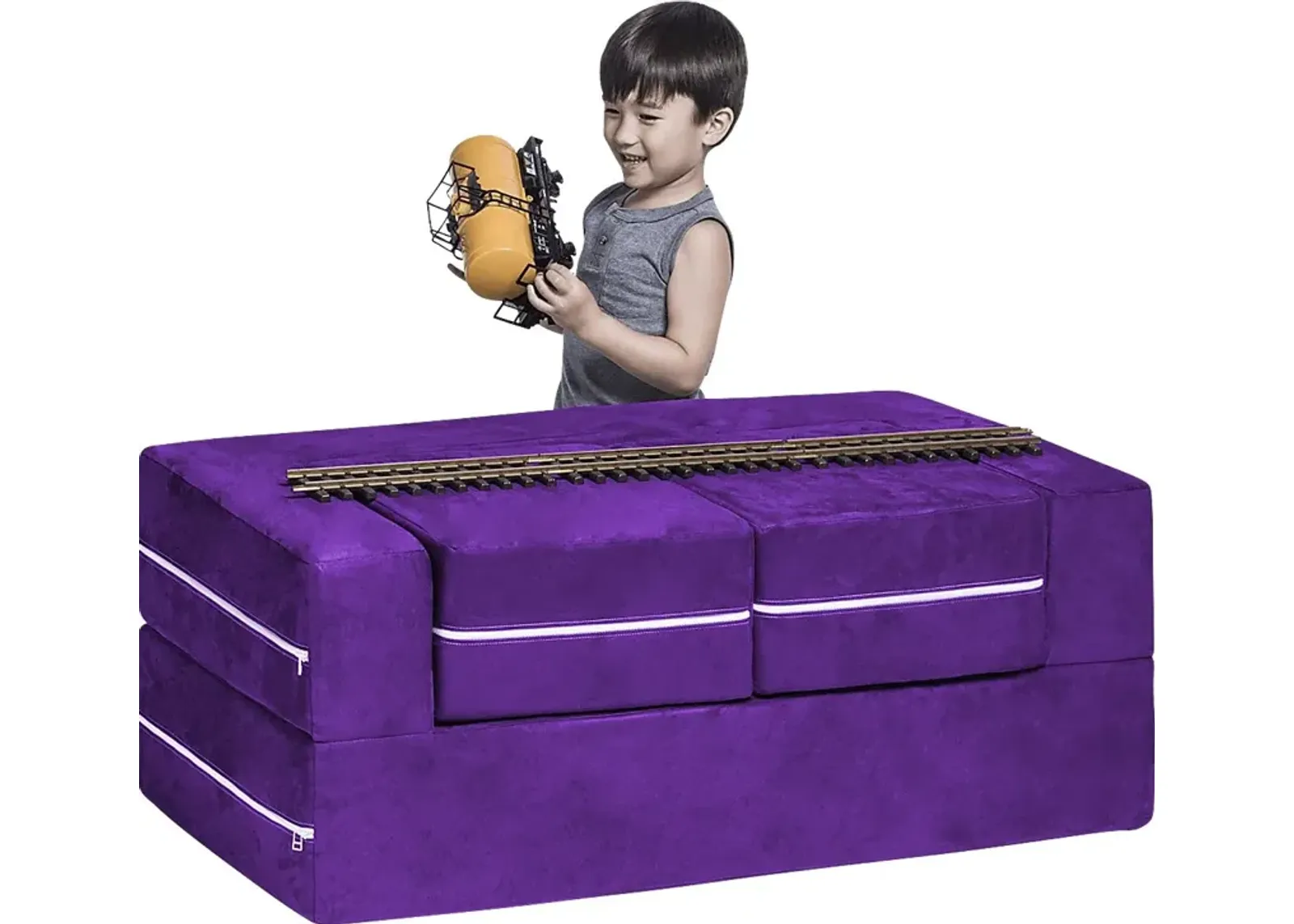 Kids Cubblie Purple Convertible Loveseat and Ottoman