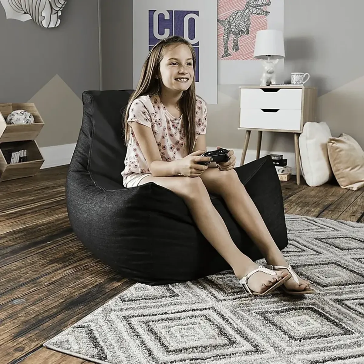 Kids Azani Black Gaming Bean Bag Chair