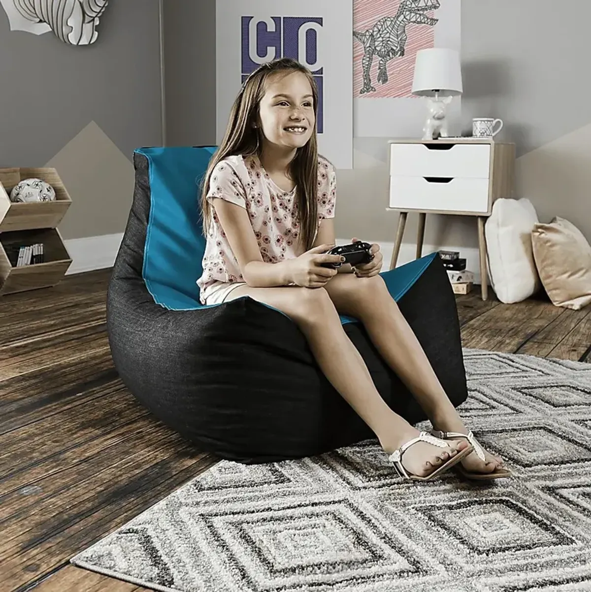 Kids Azani Blue Gaming Bean Bag Chair