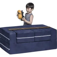 Kids Cubblie Navy Convertible Loveseat and Ottoman