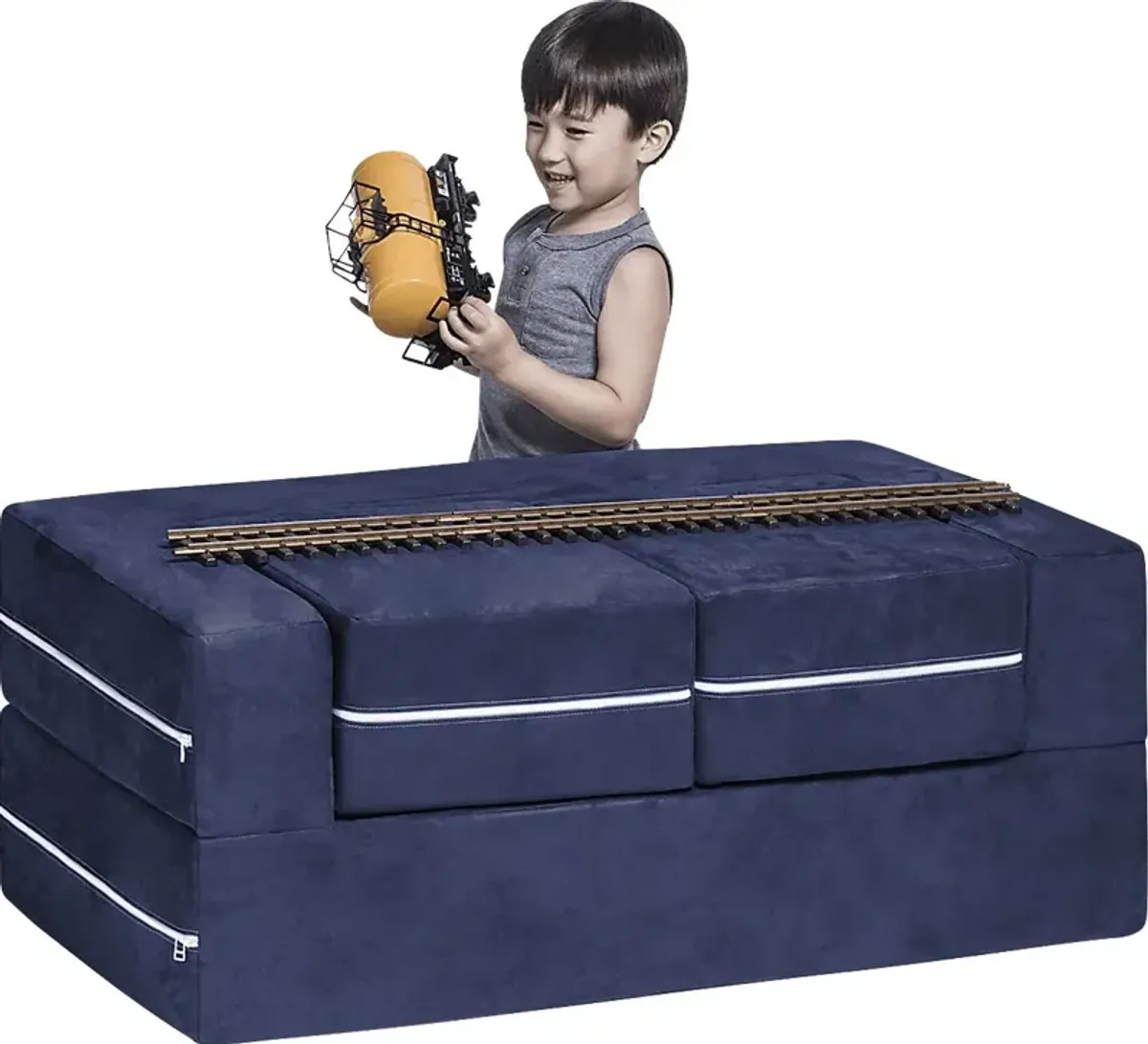 Kids Cubblie Navy Convertible Loveseat and Ottoman