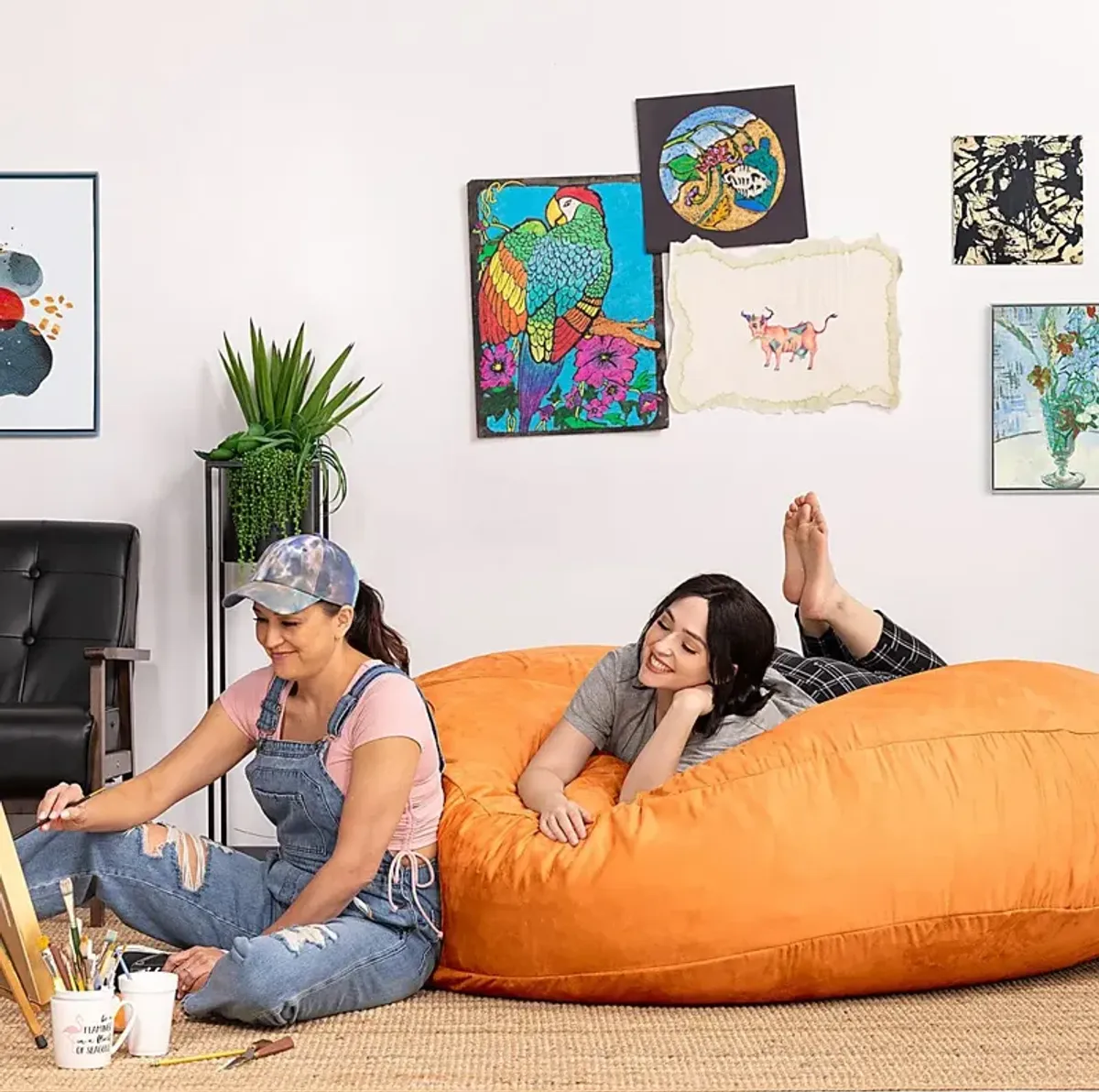 Lazy Dayz Orange Bean Bag Chair