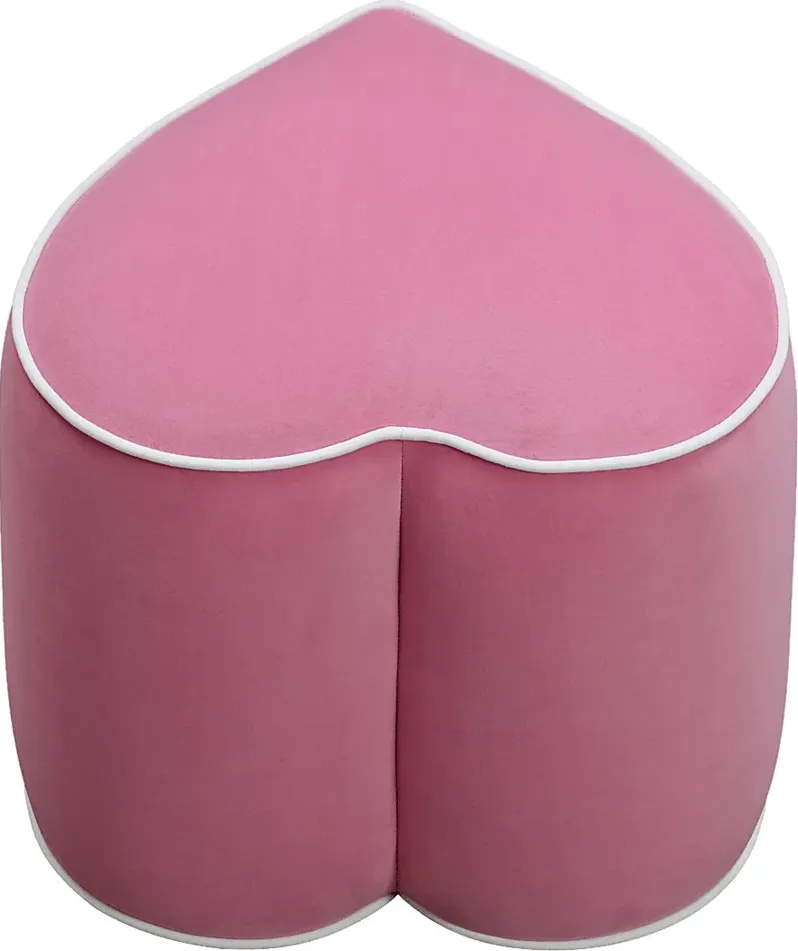 Kids Heartthrob Bright Pink Heart Ottoman