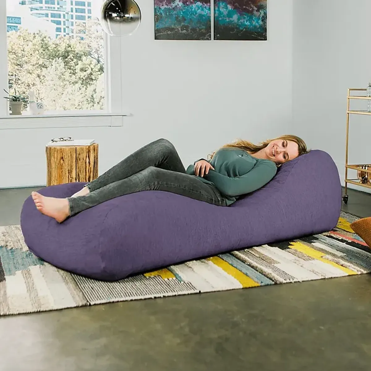 Kids Comfy Lush Purple Bean Bag Chair