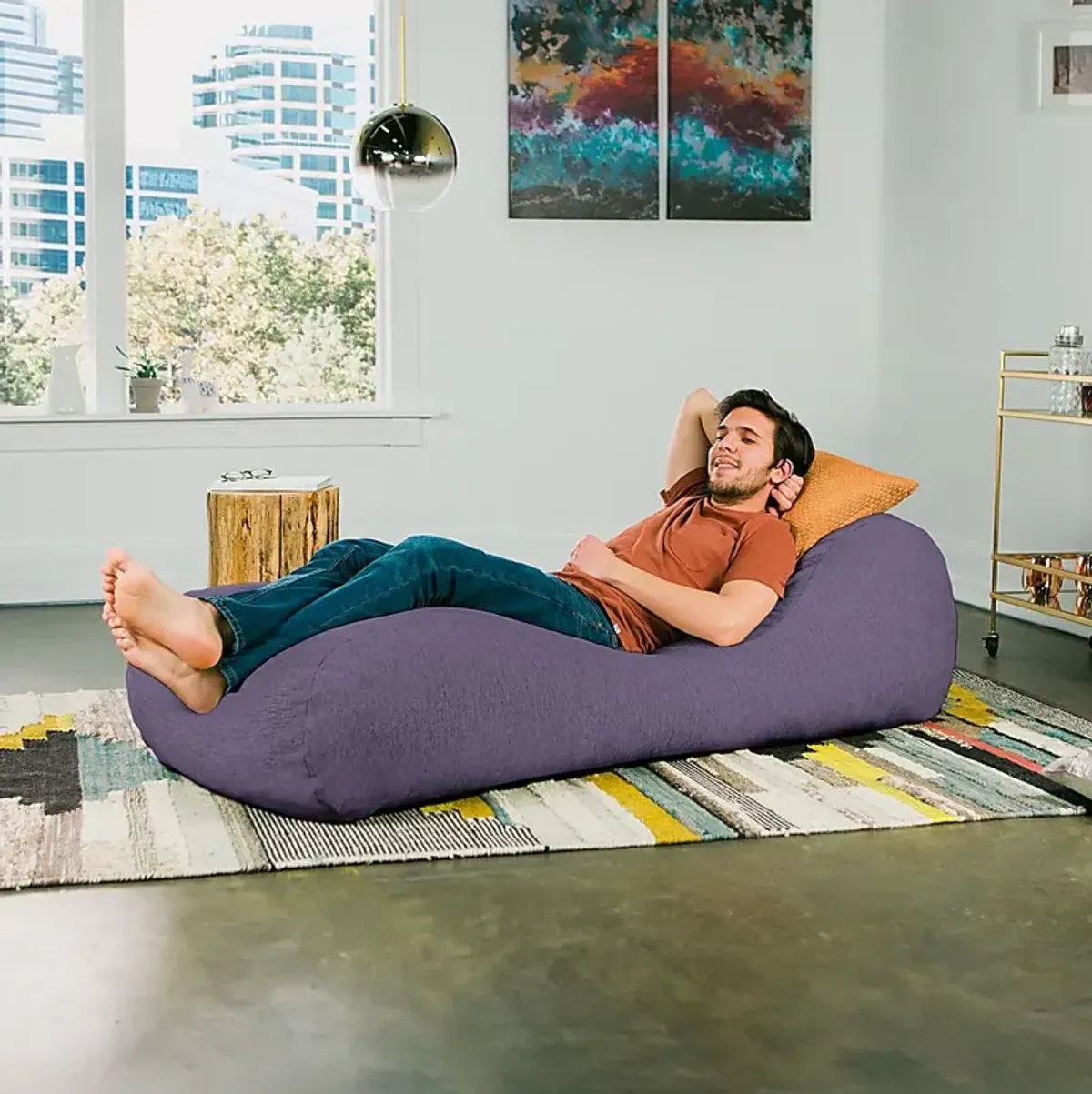 Kids Comfy Lush Purple Bean Bag Chair