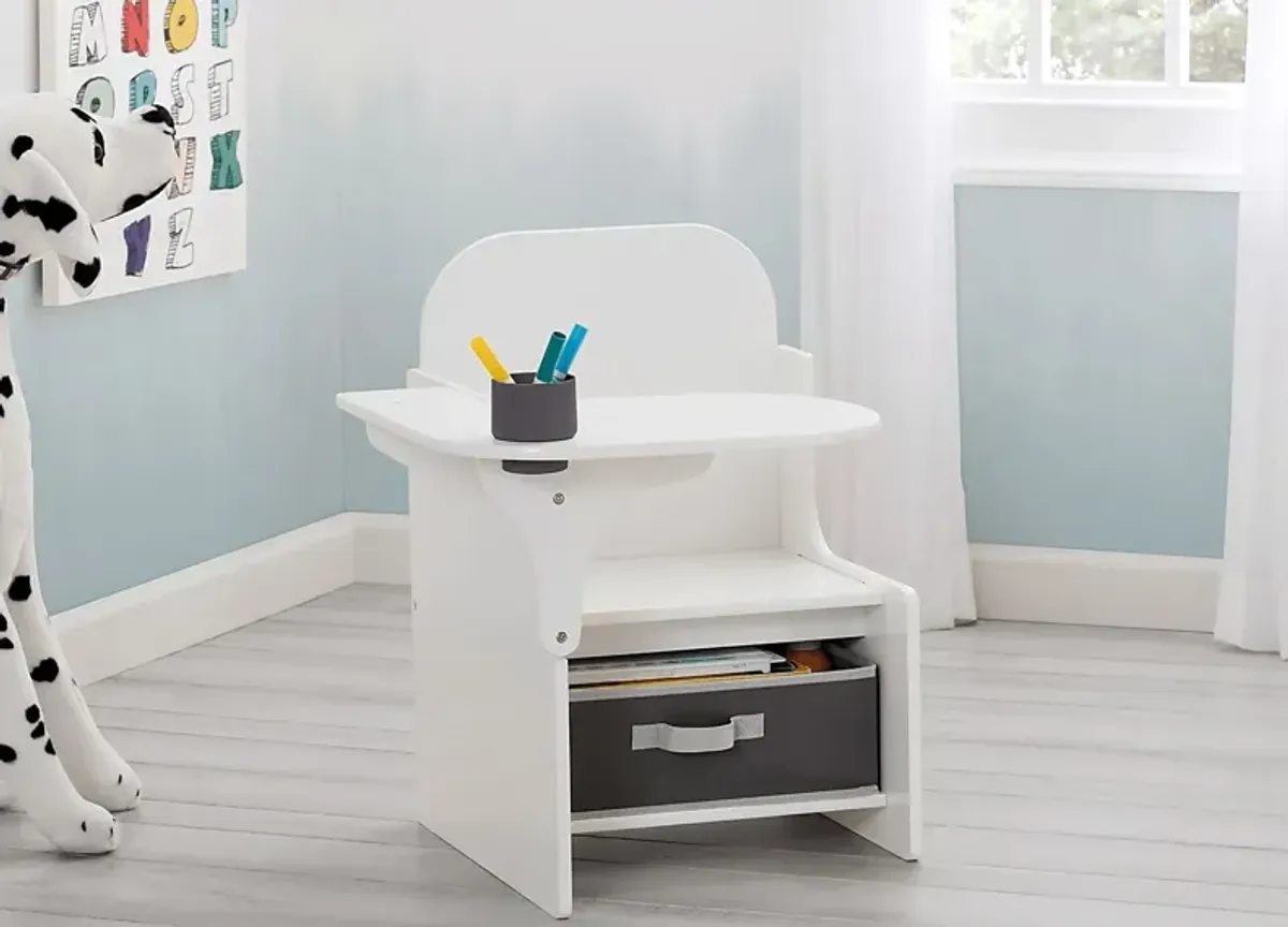 Kids Bentlee White Chair Desk